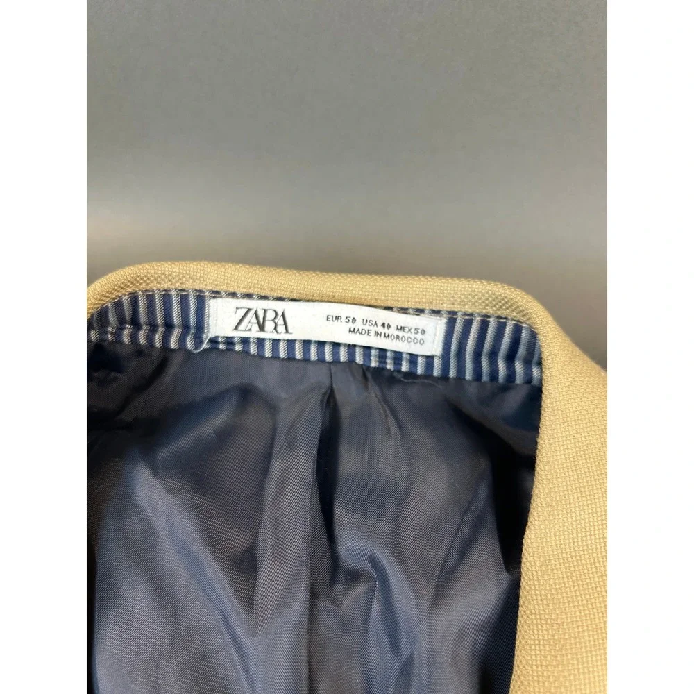 Zara Man Tan Cool Comfort Blazer Jacket Two Button Tailored Fit Size 40 NEW